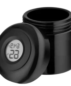 Cyfrowy higrometr w pokrywie sloika na susz CBD